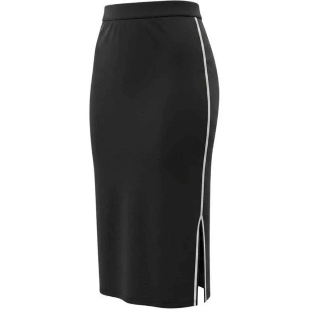 Hema Black Bodycon Midi Skirt Side Stripe Sporty Chic‎ White Slit Size S